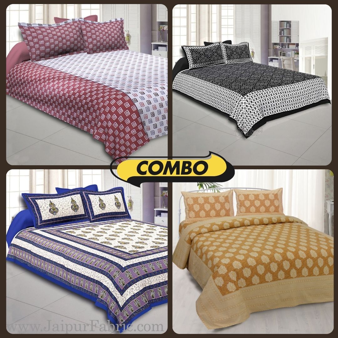 Designer's Dream Multicolor Double Bed Set with 8 Pillow Covers