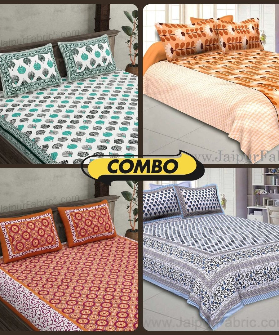 Pure Cotton Serenity Double Bed Set (4 Bedsheets + 8 Covers)