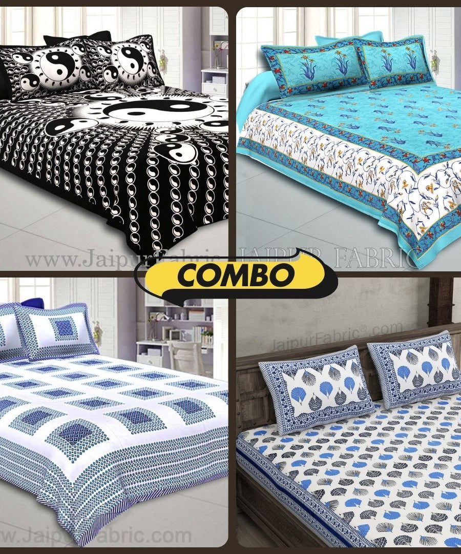 Timeless Cotton Charm 4 Bedsheets + 8 Pillow Covers Set