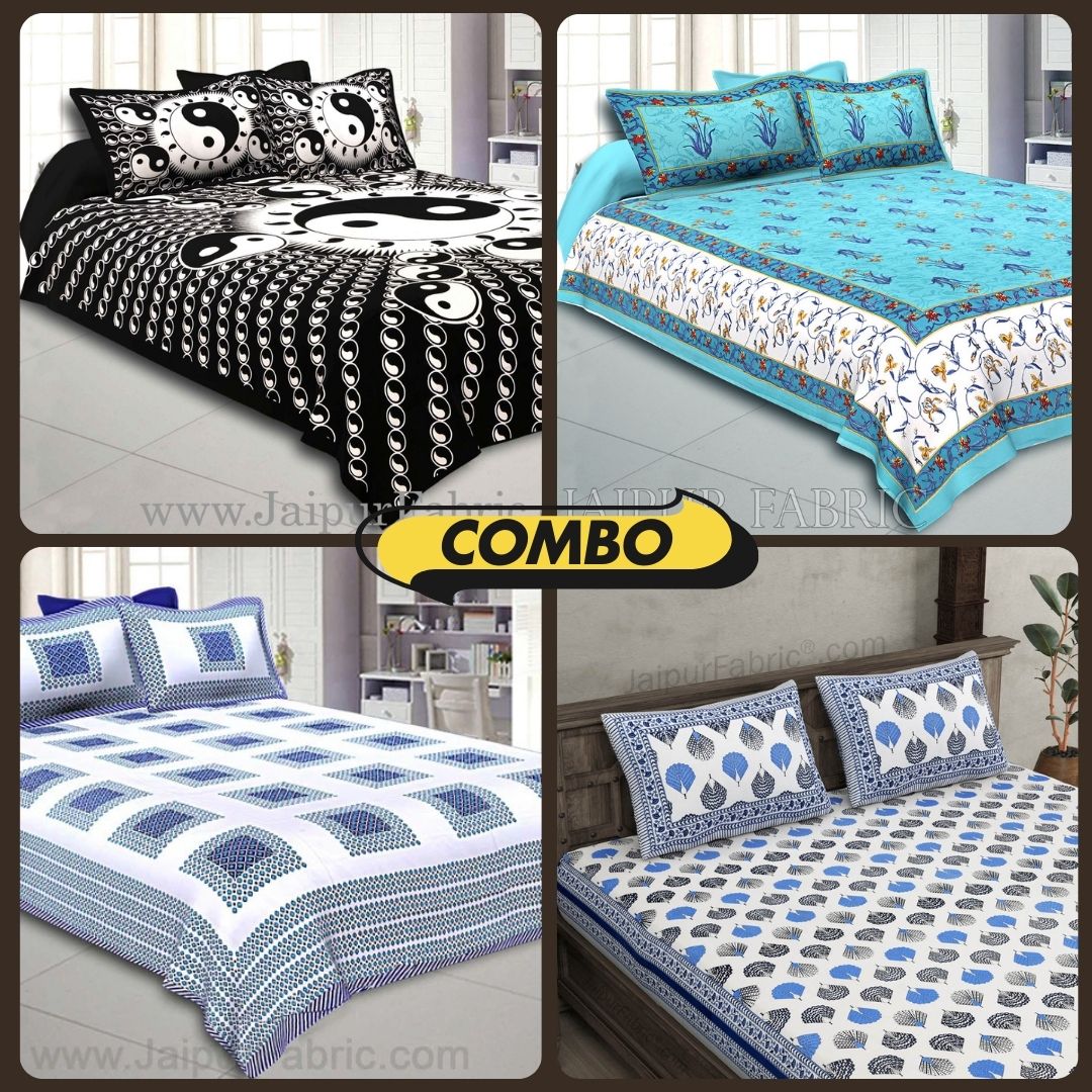 Timeless Cotton Charm 4 Bedsheets + 8 Pillow Covers Set