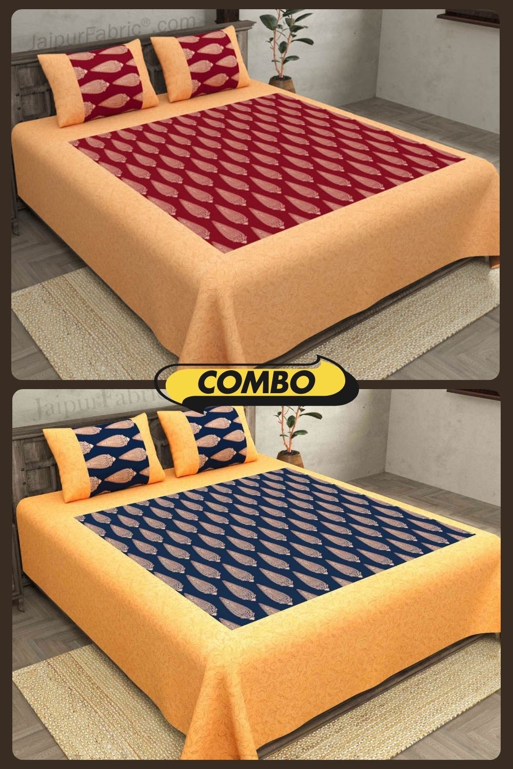 COMBO356 Beautiful Patola Bedsheet + 4 Pillow Cover