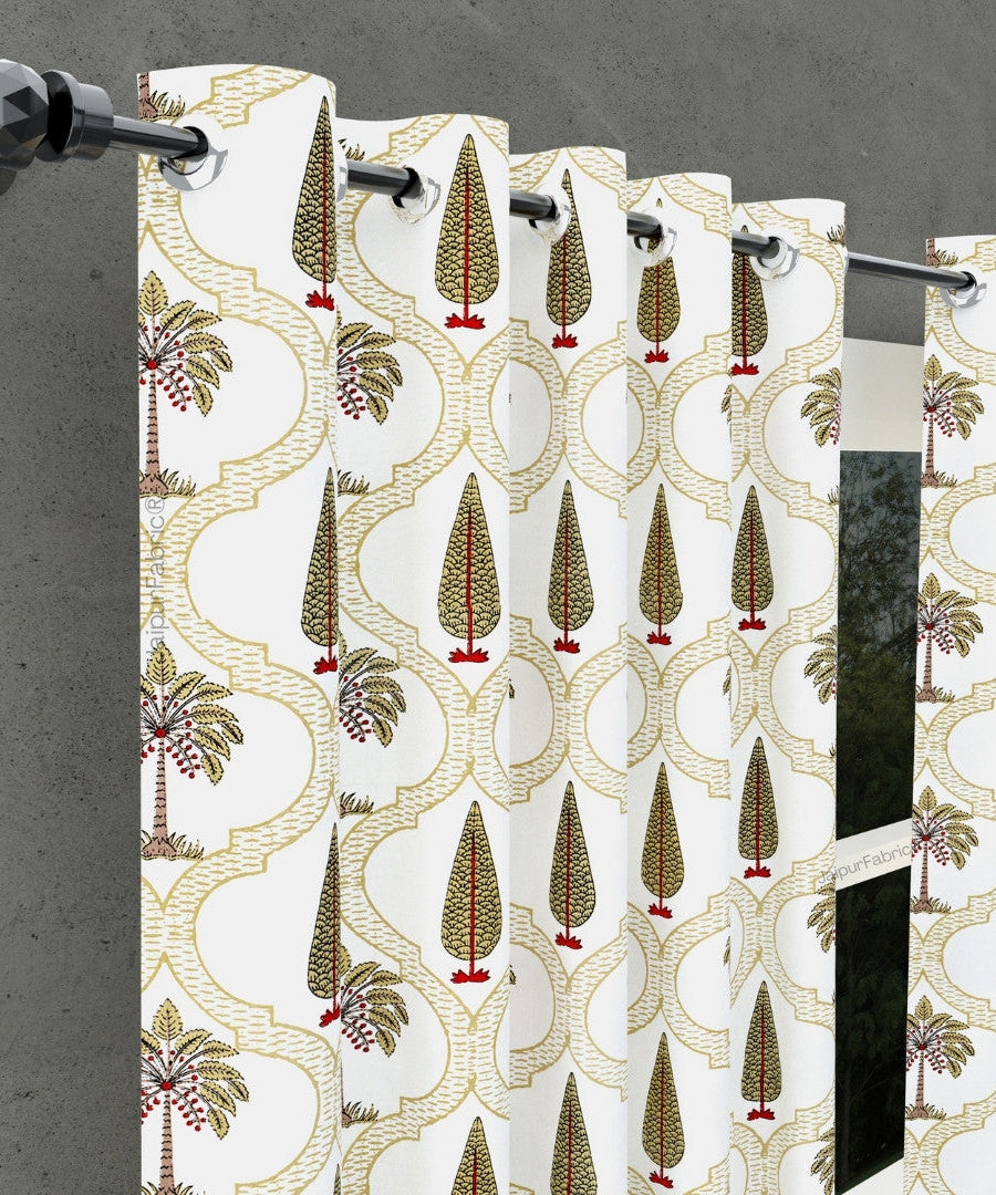 Pinklay Mocha Brown Delight Floral Jaipuri Hand Block Print Curtains