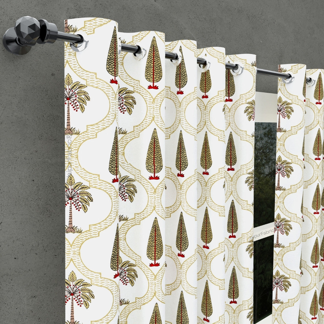 Pinklay Mocha Brown Delight Floral Jaipuri Hand Block Print Curtains