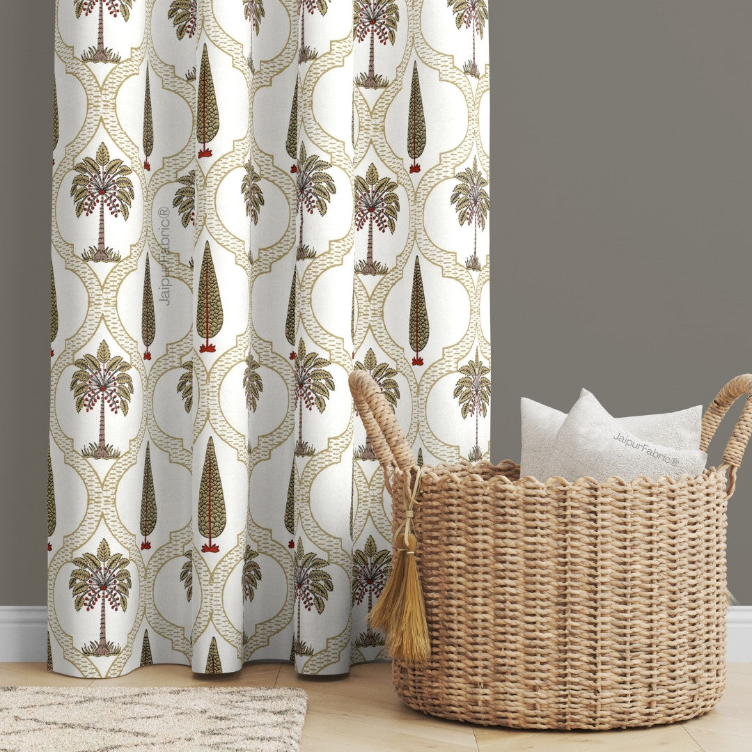 Pinklay Mocha Brown Delight Floral Jaipuri Hand Block Print Curtains