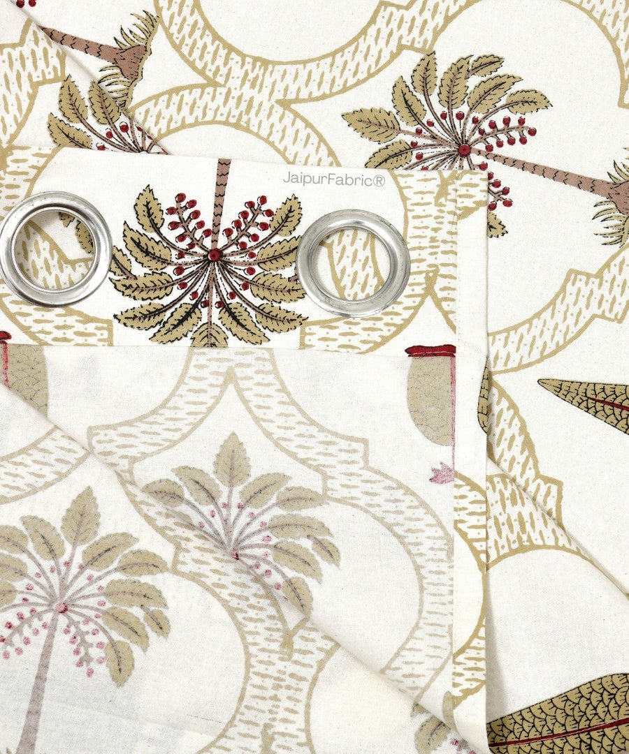 Pinklay Mocha Brown Delight Floral Jaipuri Hand Block Print Curtains