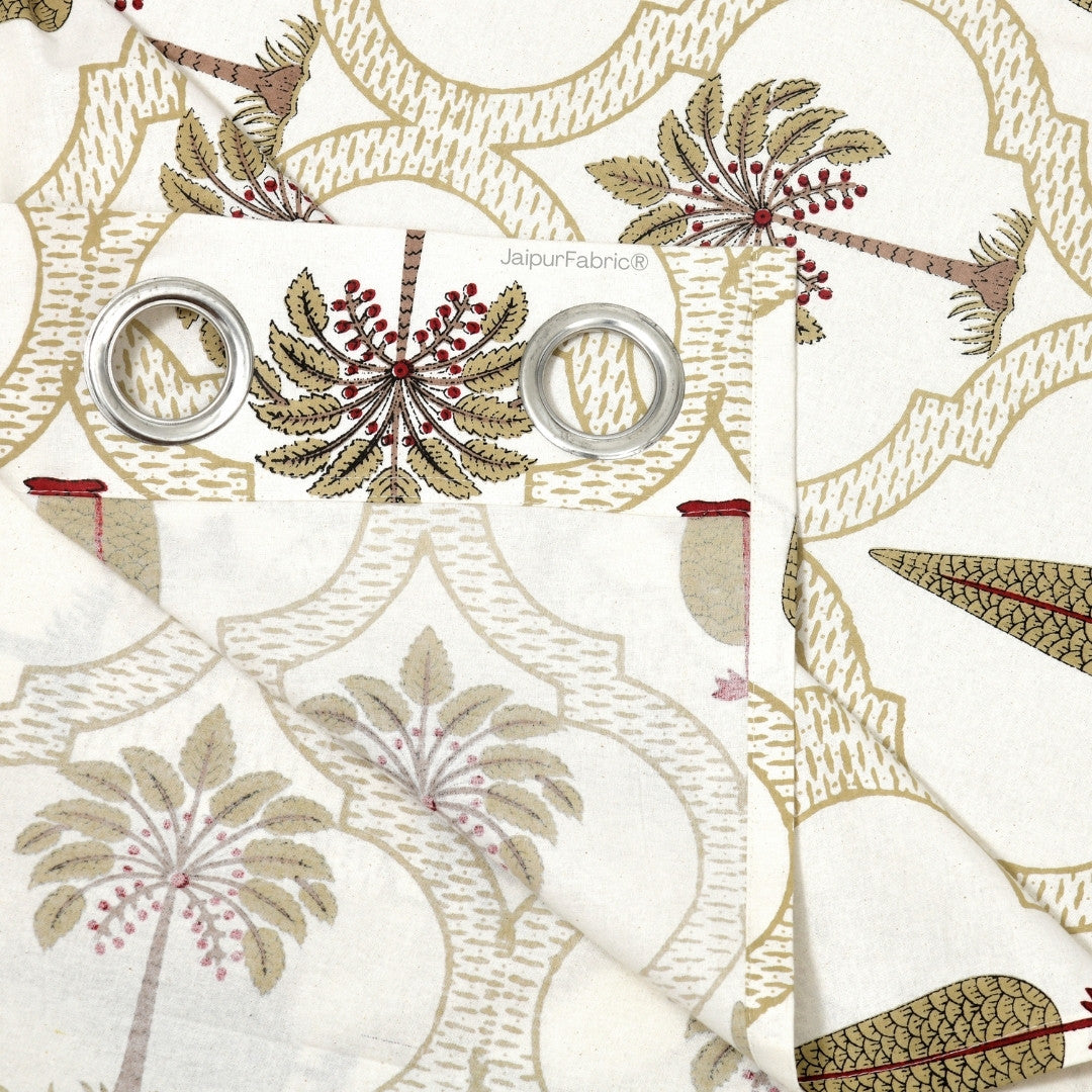 Pinklay Mocha Brown Delight Floral Jaipuri Hand Block Print Curtains