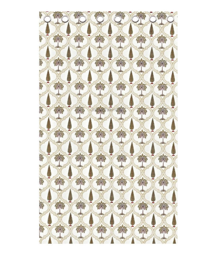 Pinklay Mocha Brown Delight Floral Jaipuri Hand Block Print Curtains