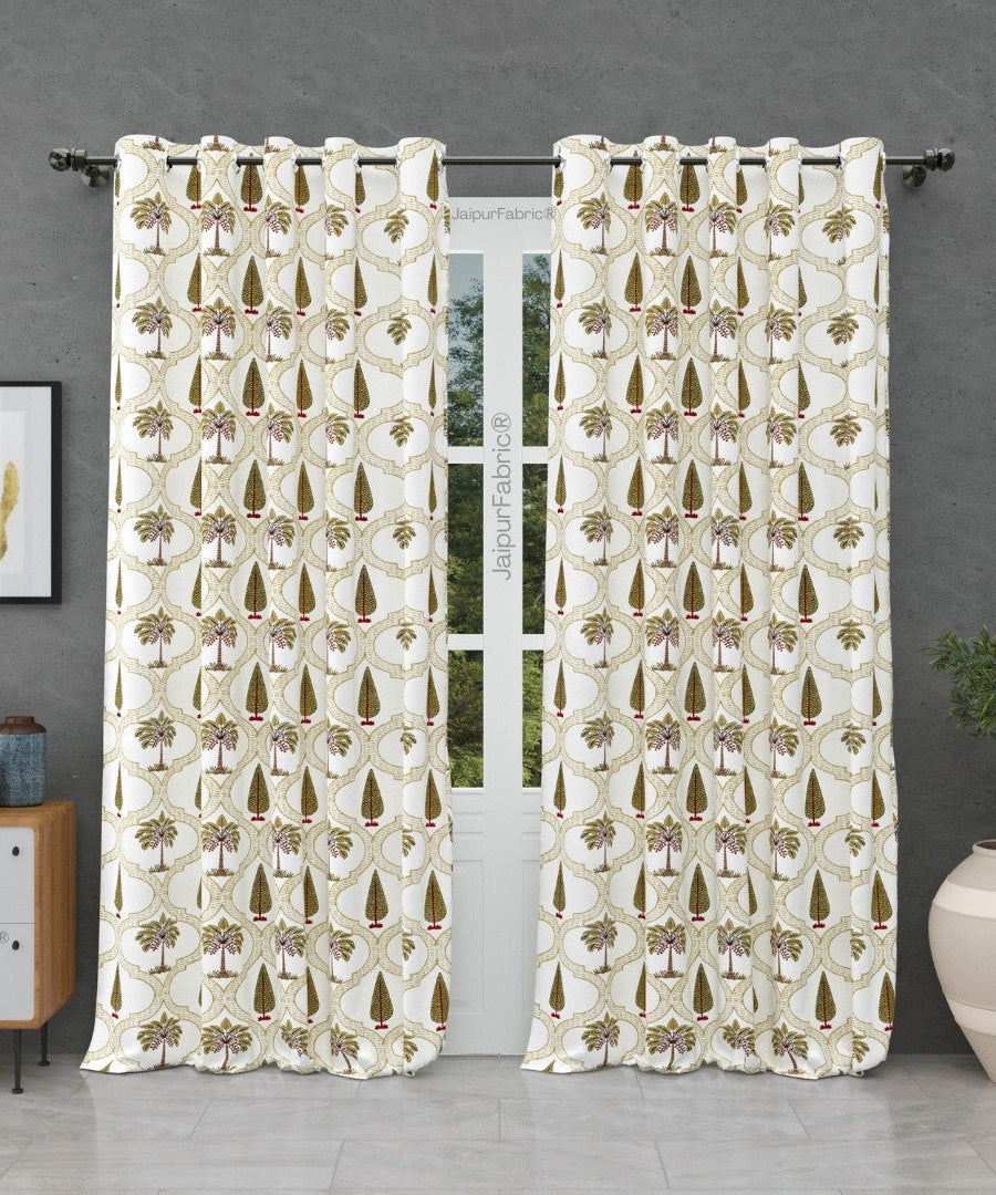 Pinklay Mocha Brown Delight Floral Jaipuri Hand Block Print Curtains