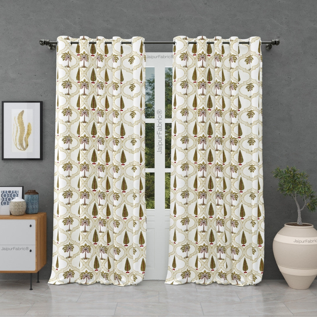 Pinklay Mocha Brown Delight Floral Jaipuri Hand Block Print Curtains