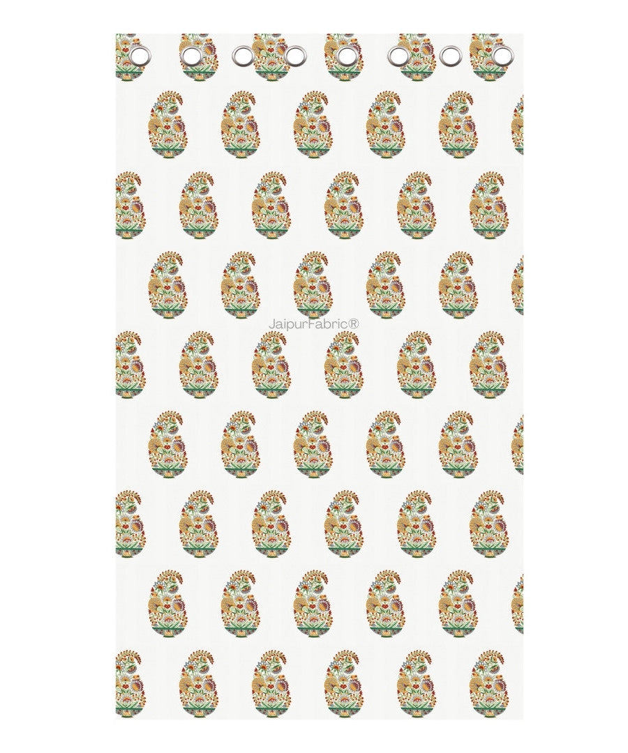 Hand Block Printed Curtains Floral Valley Bunai Pattern Indian Kairi Design Curtains