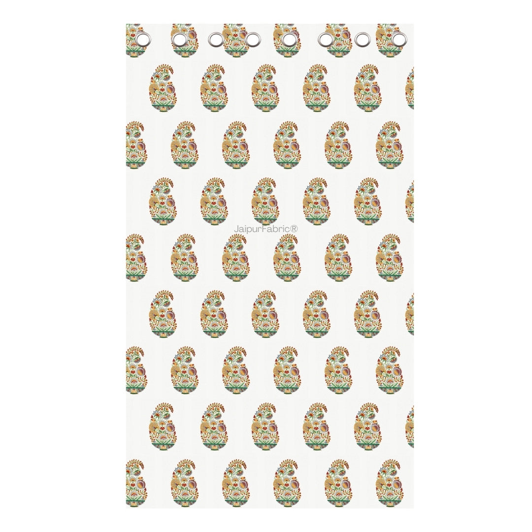 Hand Block Printed Curtains Floral Valley Bunai Pattern Indian Kairi Design Curtains