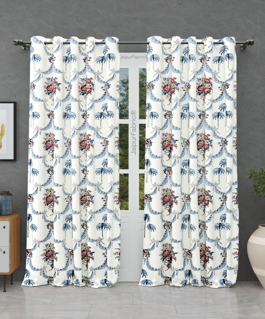 Blue Pottery Timeless Imprints 100% Cotton Block Printed Curtains Urban Jaipur