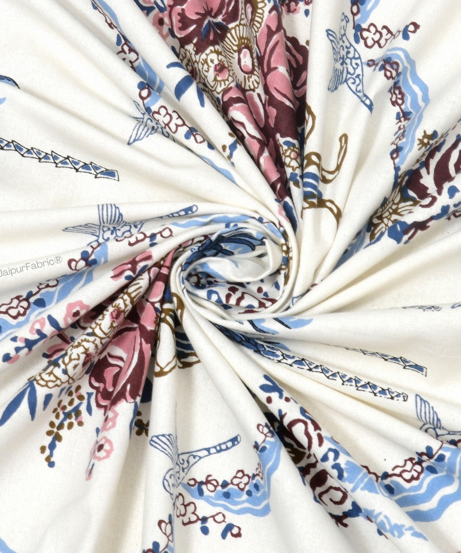 Blue Pottery Timeless Imprints 100% Cotton Block Printed Curtains Urban Jaipur