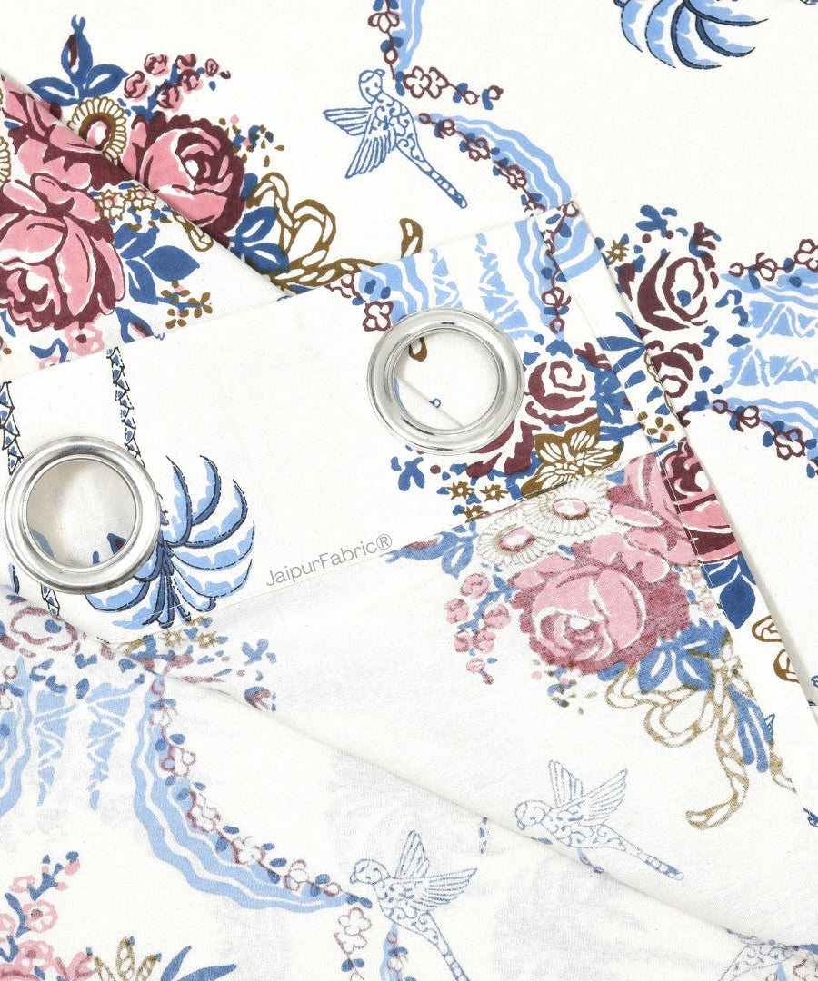 Blue Pottery Timeless Imprints 100% Cotton Block Printed Curtains Urban Jaipur