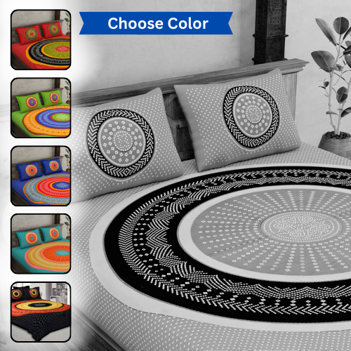 Traditional Bandhej Print Double Bedsheet – Choose Your Favorite Color