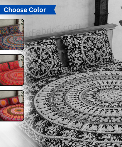 Mandala Harmony Pure Cotton Bedsheet – Pick Your Perfect Color