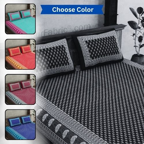 Screen Print Cotton Double Bedsheet – Choose Your Favorite Border & Design