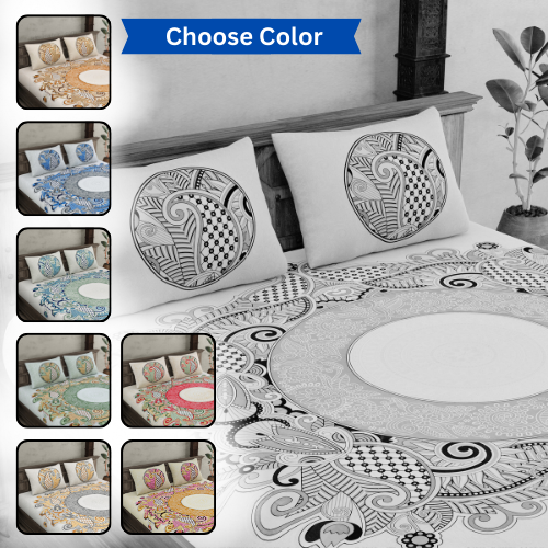 Cosmic Kolam Double Bed Sheet (Choose Color)