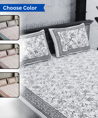 Pure Cotton Paisley Floral Ethnic Jaipuri Double Bedsheet – Choose Your Favorite Border