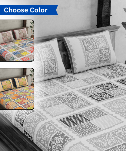 Katha Barmeri Print Double Bedsheet – Choose Your Style, Light or Dark