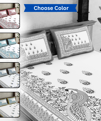 Artistic Beauty Contrast King Size 10 Feet Wide Premium Cotton Bed Sheet – Choose Your Perfect Shade