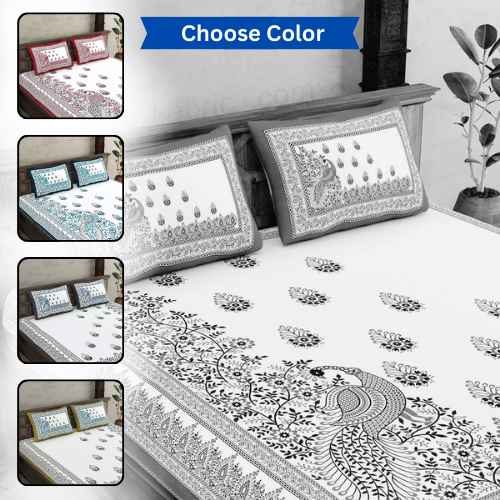 Artistic Beauty Contrast King Size 10 Feet Wide Premium Cotton Bed Sheet – Choose Your Perfect Shade