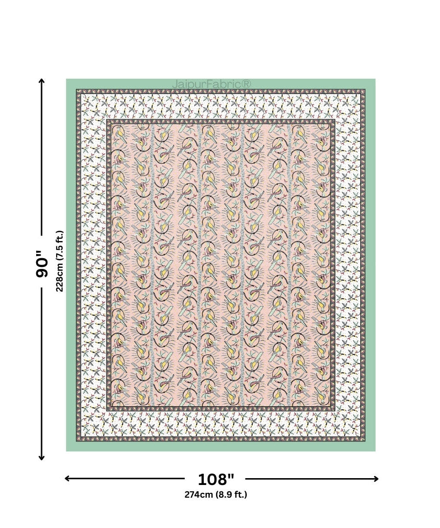 Perky Parrots Peach Pure Cotton King Size Bedsheet