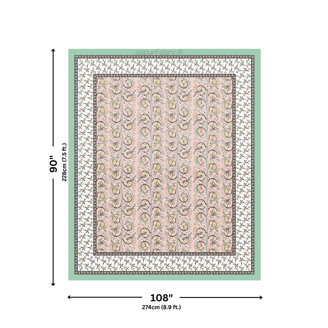 Perky Parrots Peach Pure Cotton King Size Bedsheet
