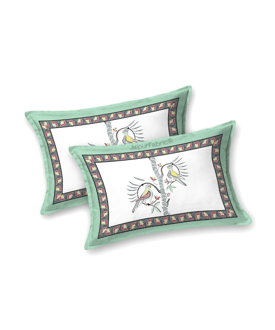 Perky Parrots Peach Pure Cotton King Size Bedsheet