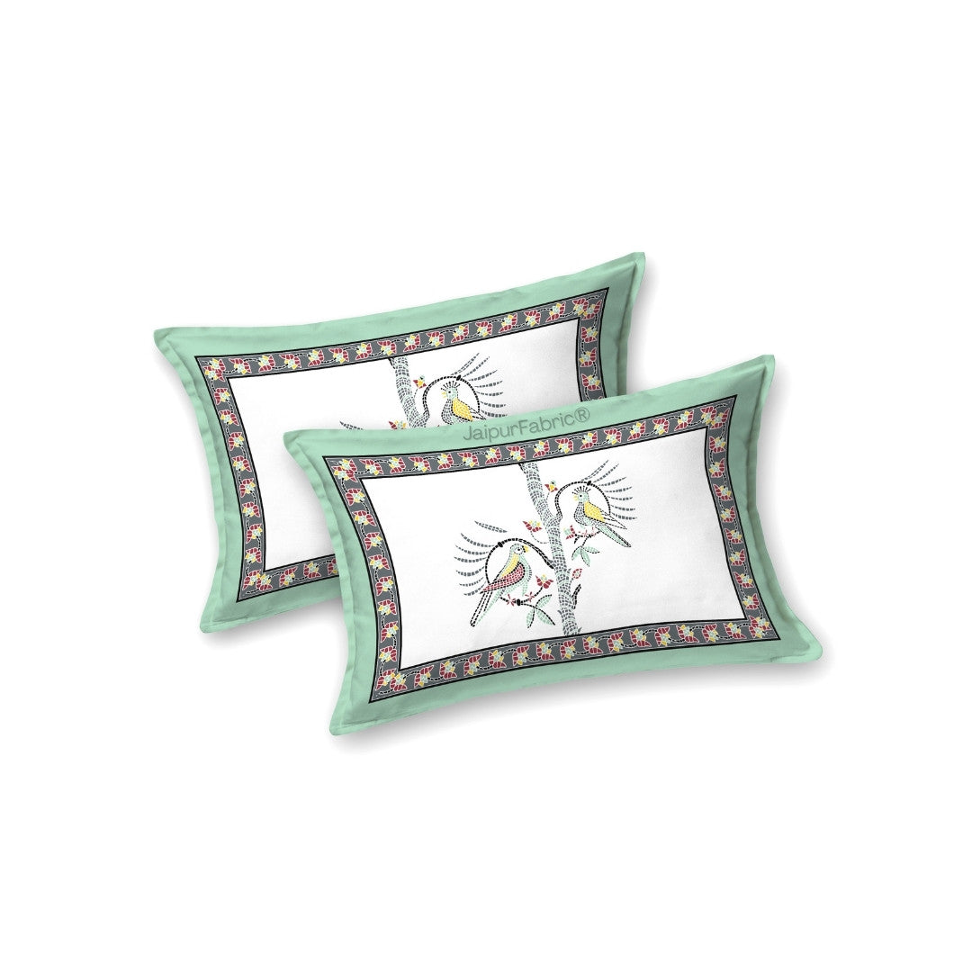 Perky Parrots Peach Pure Cotton King Size Bedsheet