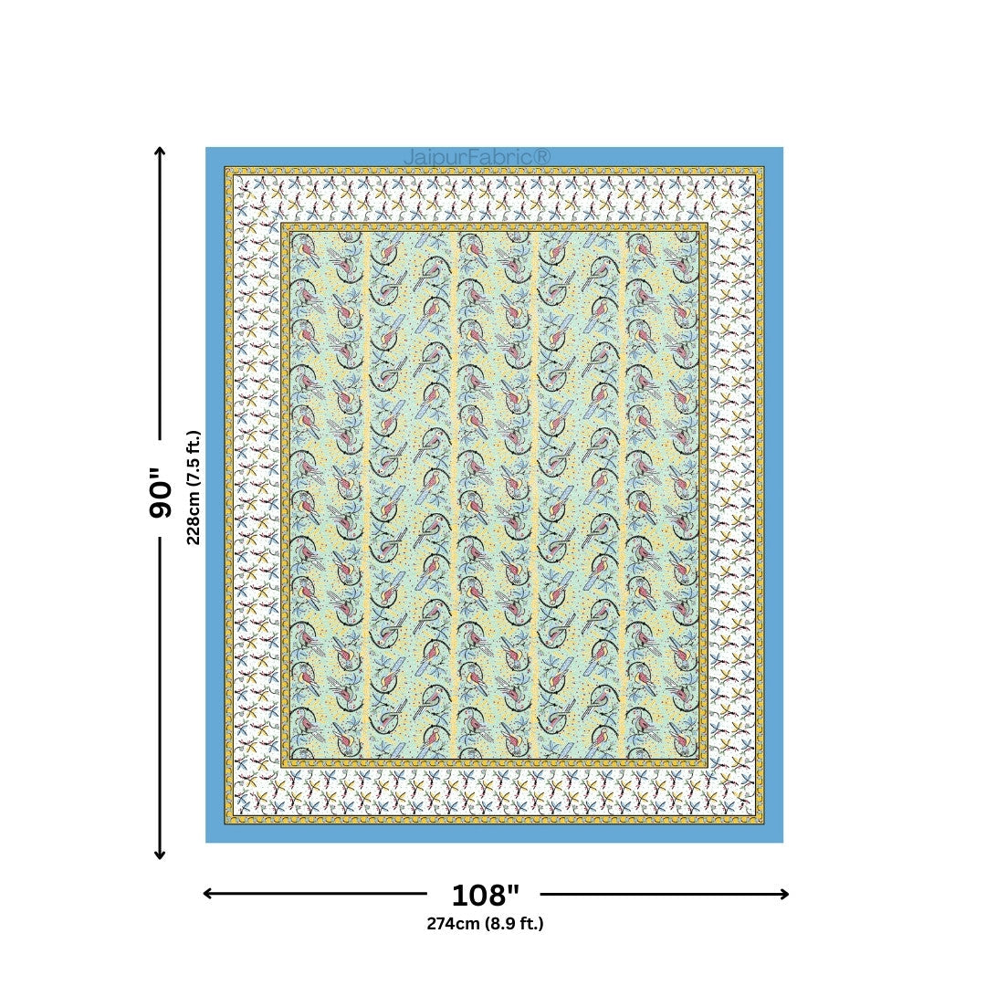 Perky Parrots Green Pure Cotton King Size Bedsheet