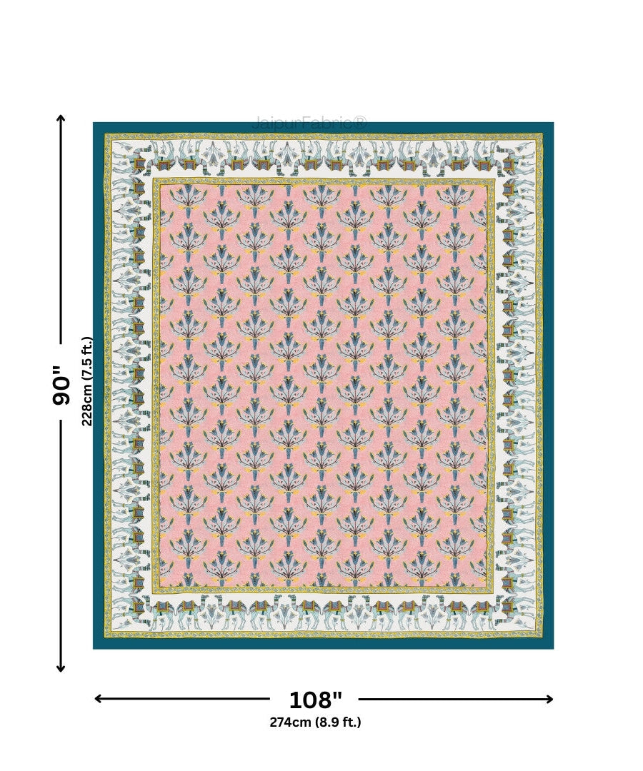 Floral Corsage Peach Pure Cotton King Size Bedsheet