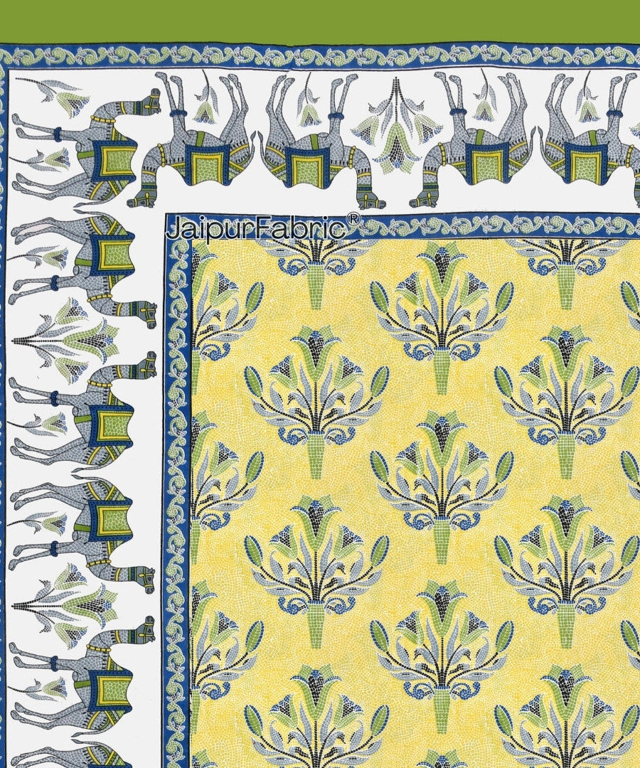 Floral Corsage Yellow Pure Cotton King Size Bedsheet