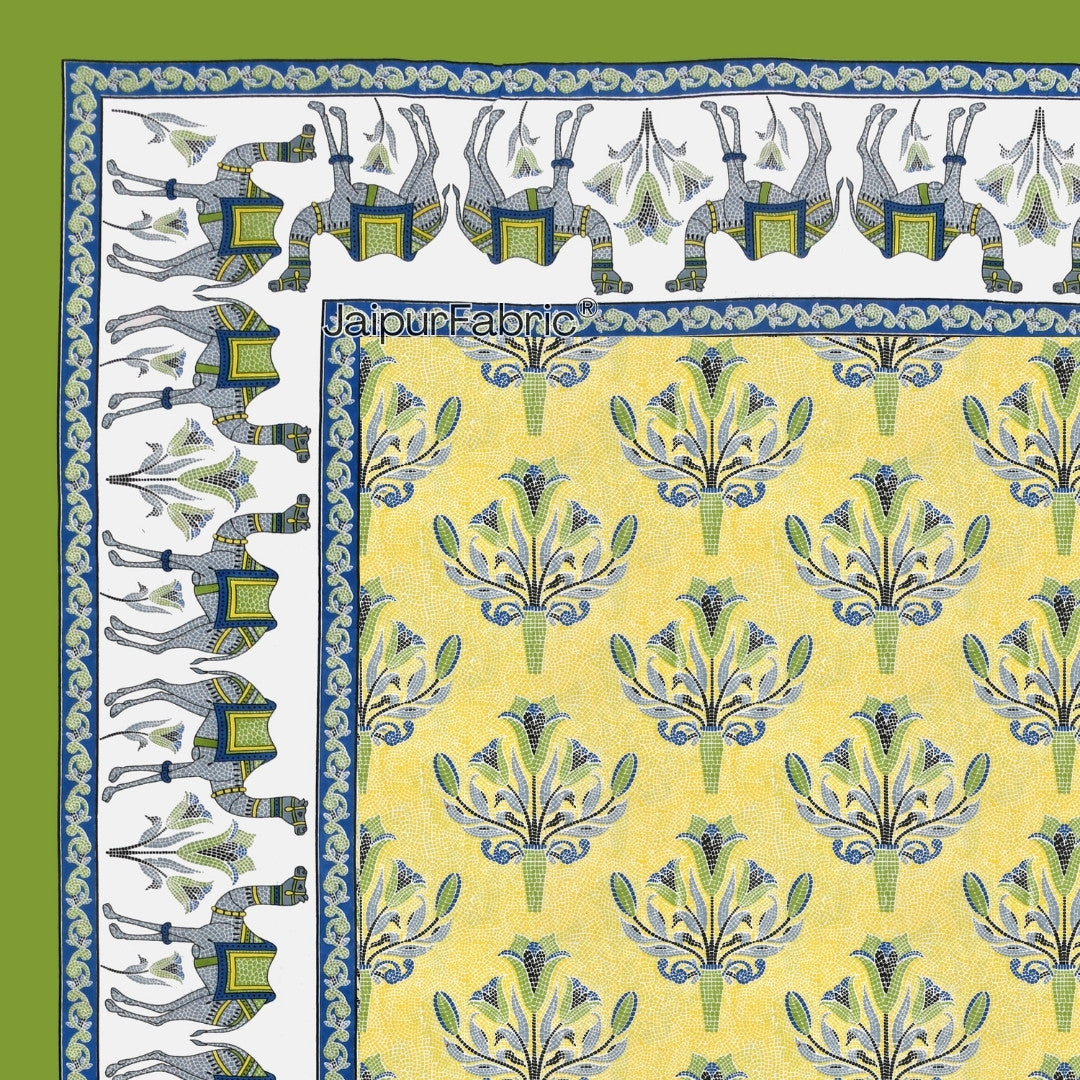 Floral Corsage Yellow Pure Cotton King Size Bedsheet