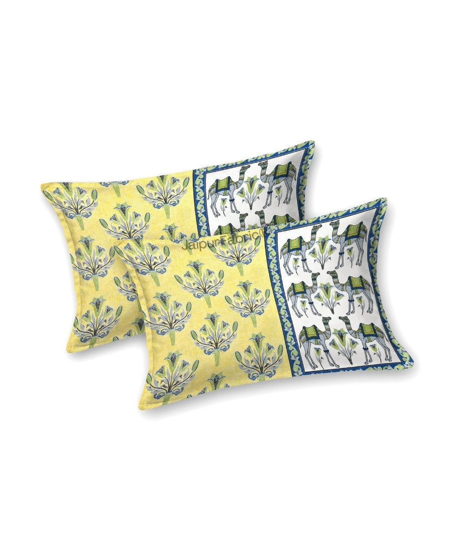 Floral Corsage Yellow Pure Cotton King Size Bedsheet