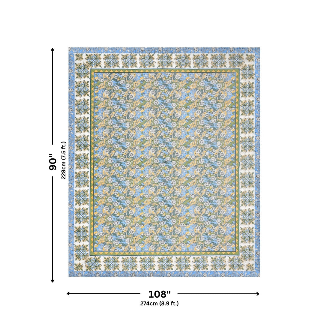 Delightful Dales Blue Pure Cotton King Size Bedsheet