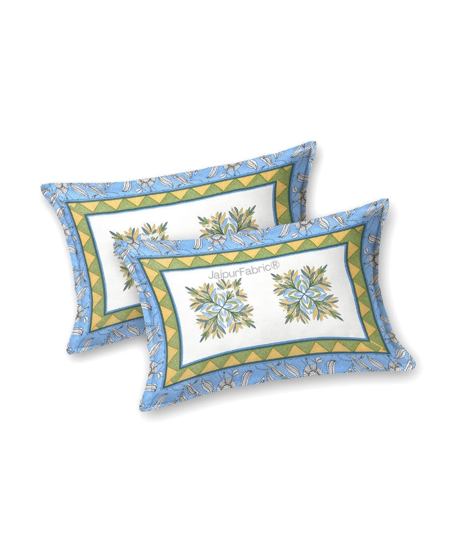 Delightful Dales Blue Pure Cotton King Size Bedsheet