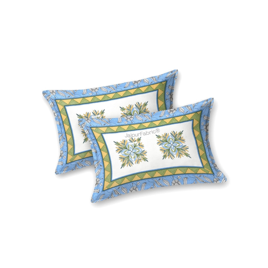 Delightful Dales Blue Pure Cotton King Size Bedsheet