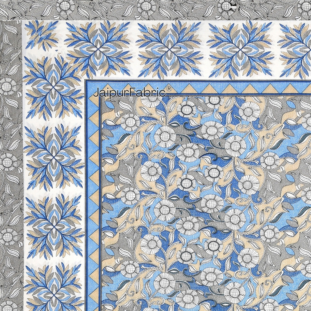 Gracious Spread Grey Cotton King Size Bedsheet