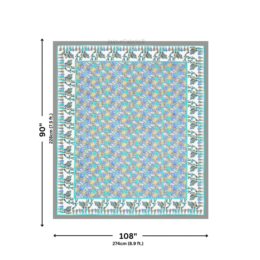 Deer Forest Green Pure Cotton King Size Bedsheet