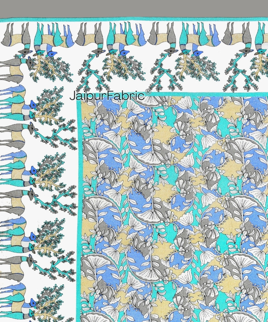 Deer Forest Green Pure Cotton King Size Bedsheet