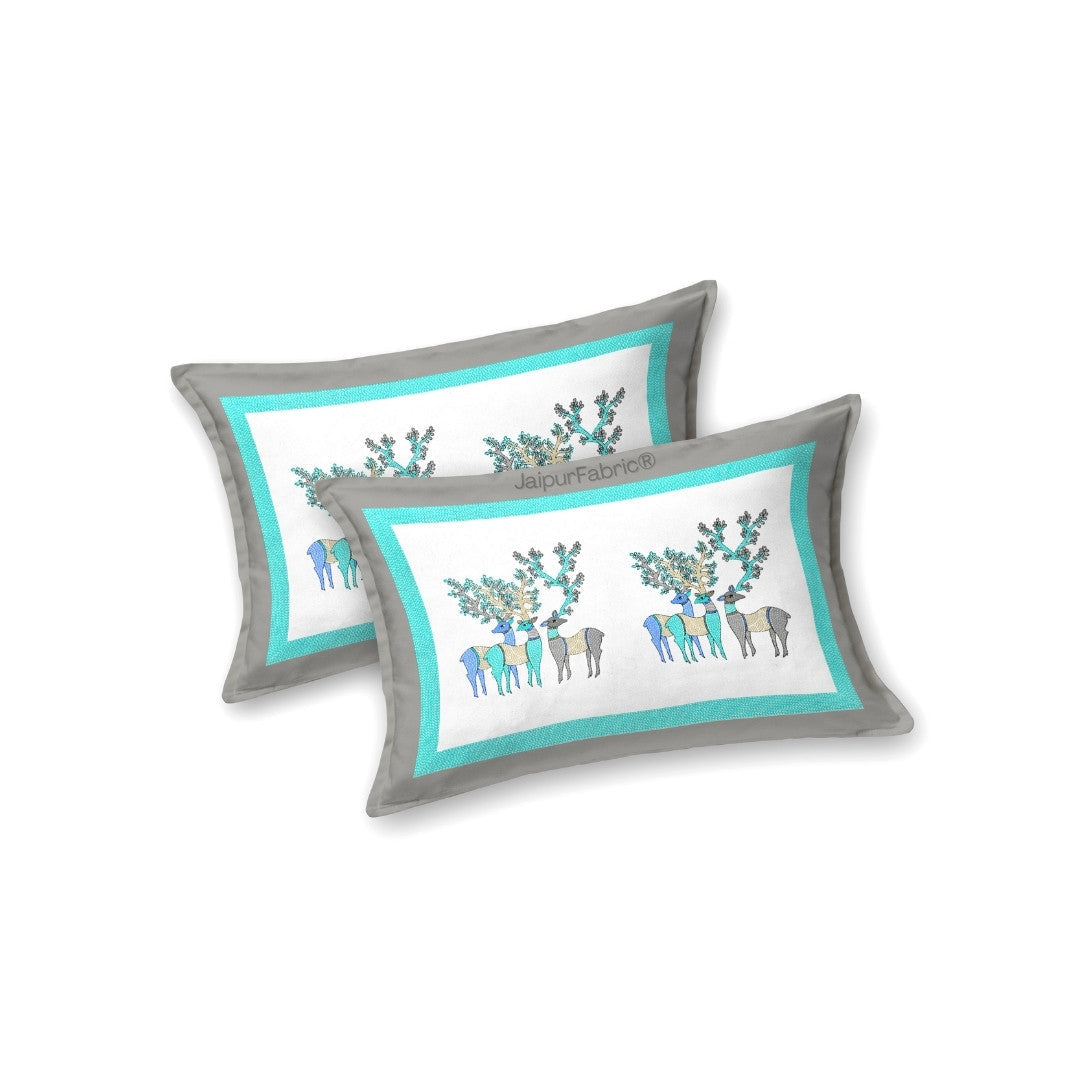 Deer Forest Green Pure Cotton King Size Bedsheet