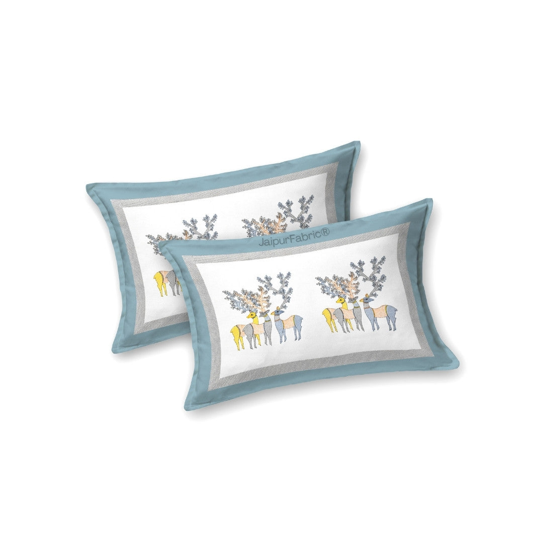 Deer Forest Yellow Pure Cotton King Size Bedsheet