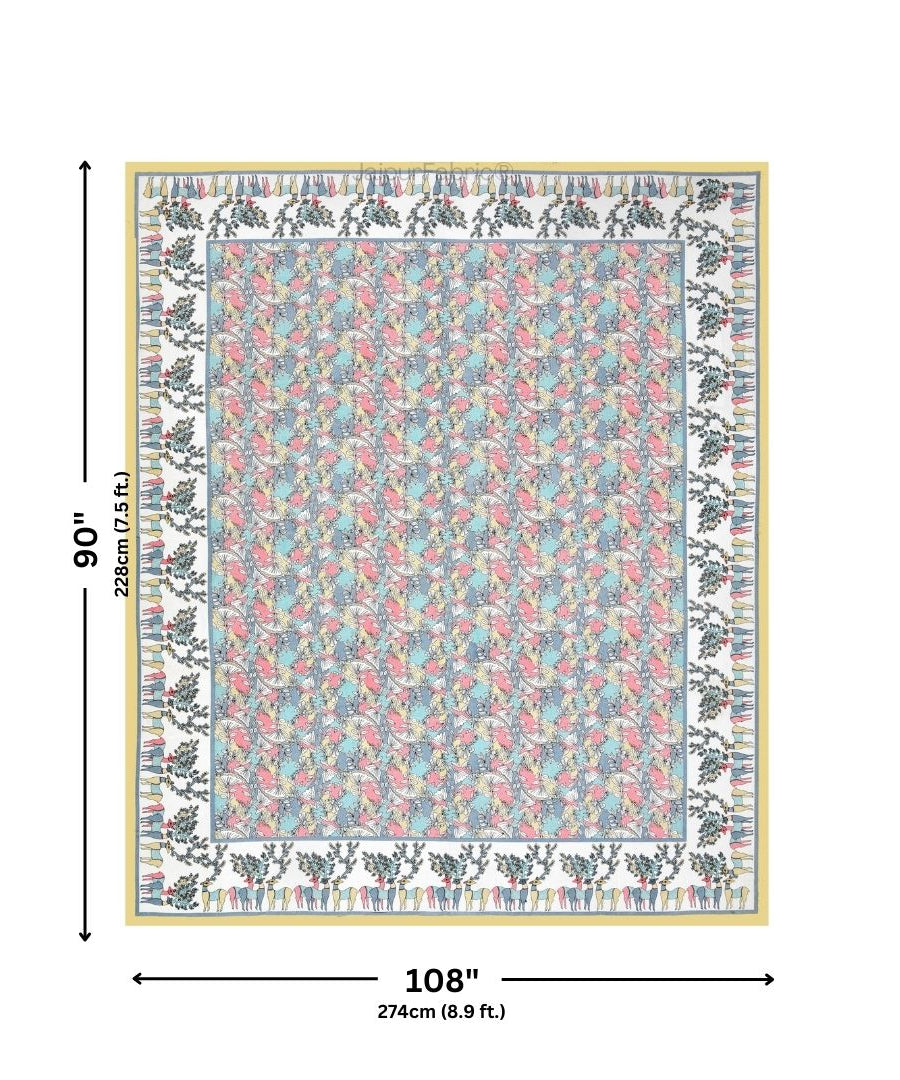 Deer Forest Colourful Pure Cotton King Size Bedsheet