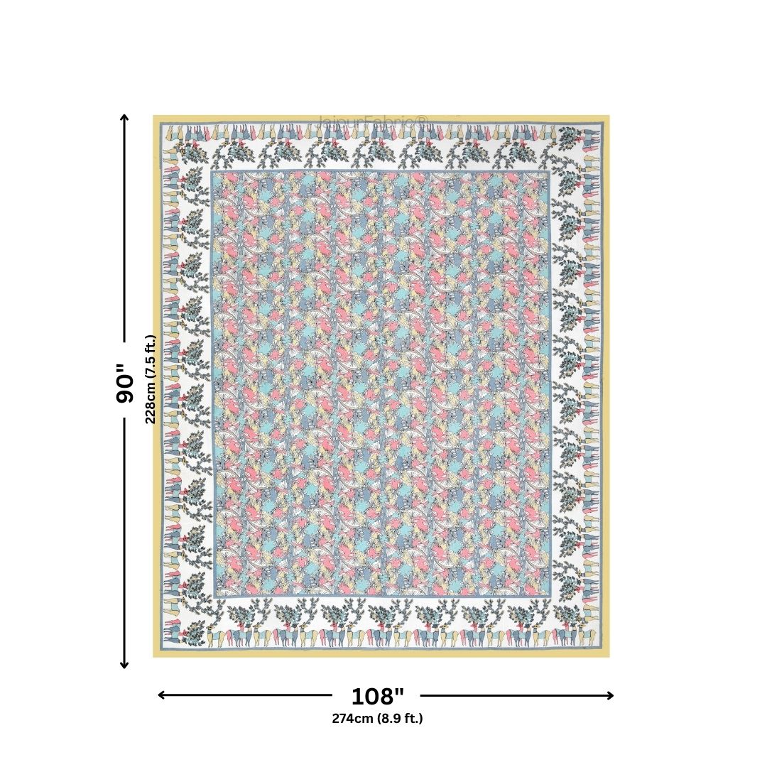 Deer Forest Colourful Pure Cotton King Size Bedsheet