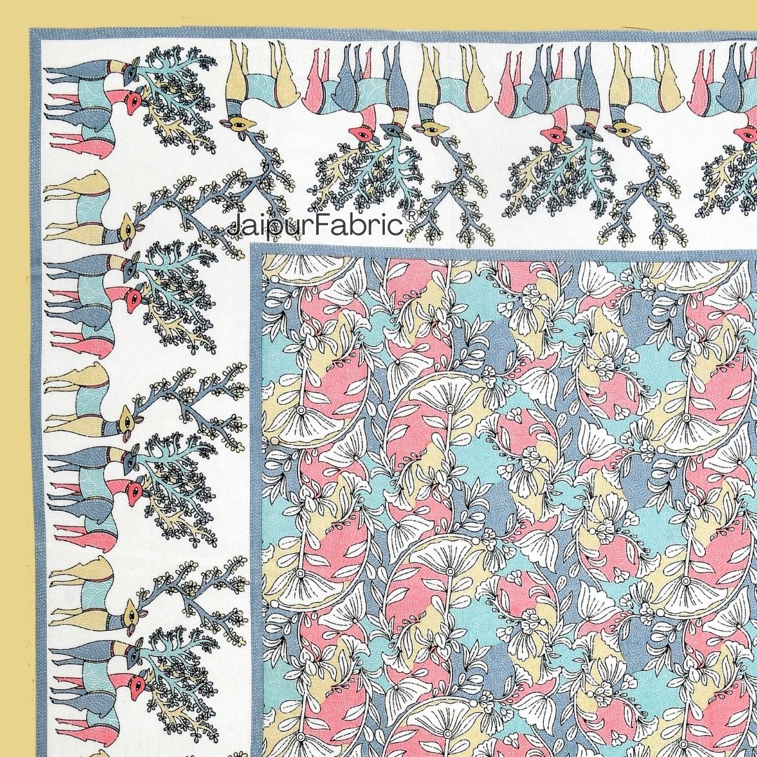 Deer Forest Colourful Pure Cotton King Size Bedsheet