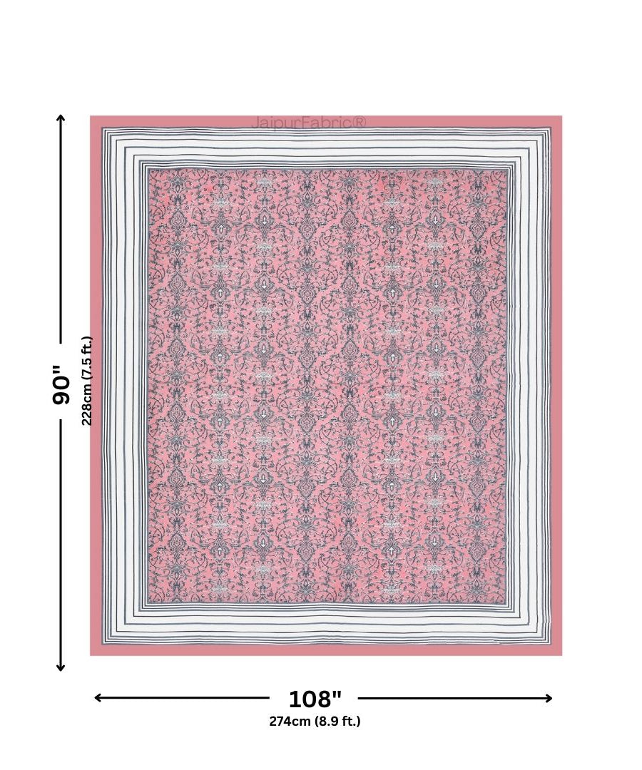 Peacock Park Pink Pure Cotton King Size Bedsheet