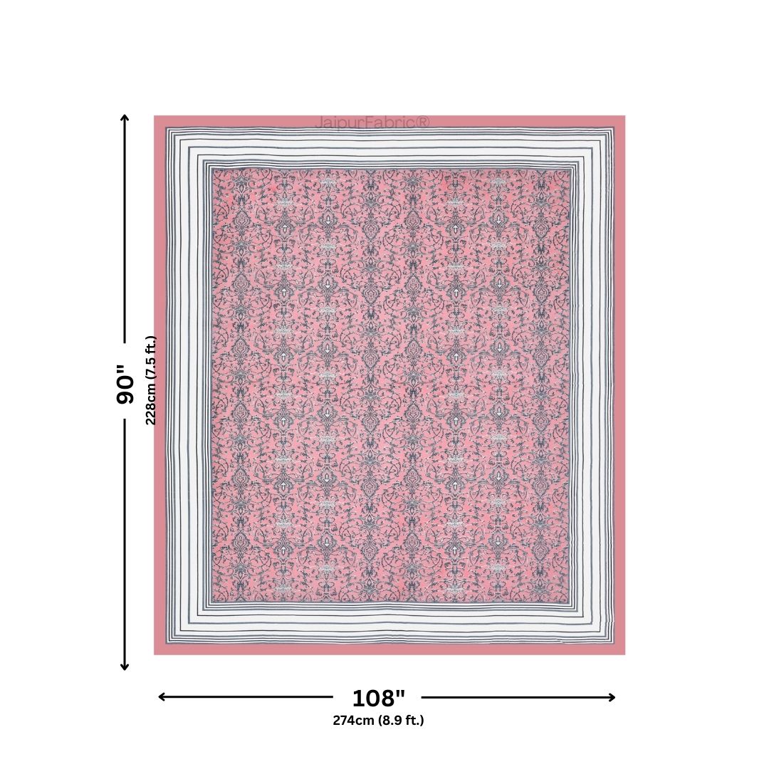 Peacock Park Pink Pure Cotton King Size Bedsheet
