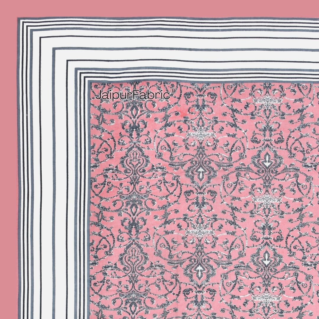 Peacock Park Pink Pure Cotton King Size Bedsheet