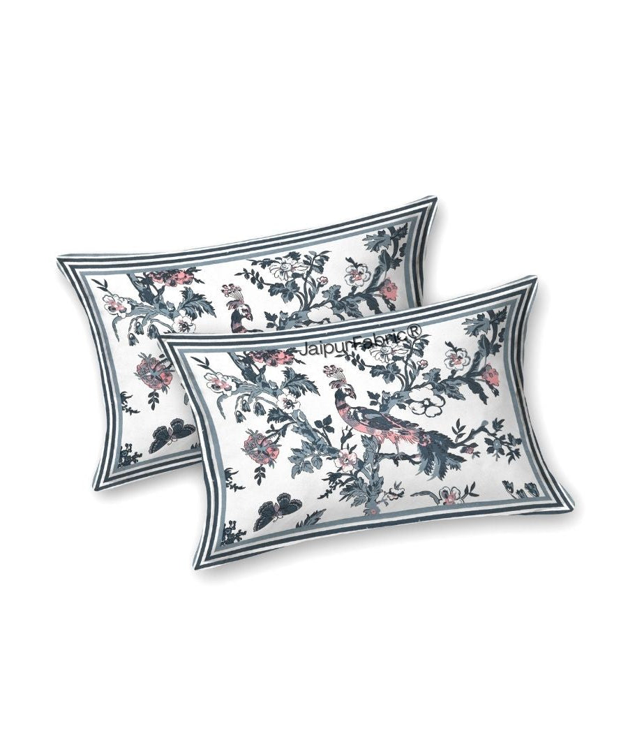 Peacock Park Pink Pure Cotton King Size Bedsheet